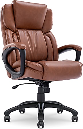 Serta Garret Ergonomic Bonded Leather High-Back Executive Chair, Cognac/Black