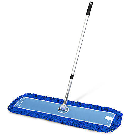 Gritt Commercial All-In-One Microfiber Dust Mop Set With 72" Telescopic Handle, 48", Blue/Silver