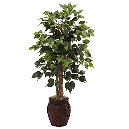 Nearly Natural 44"H Plastic Ficus Tree With Decorative