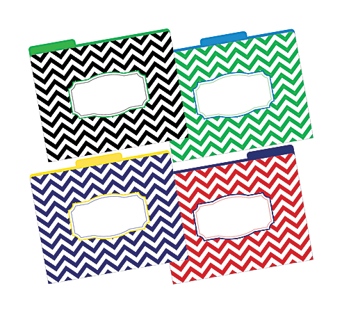 Barker Creek Tab File Folders, 8 1/2" x 11", Letter Size, Chevron Nautical, Pack Of 12