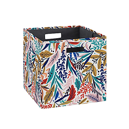Linon Emmet Storage Bins, 13”H x 13”W x 13”D, Floral, Set Of 2 Bins