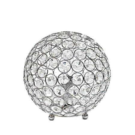 Elegant Designs Crystal Ball Table Lamp, 8"H, Chrome
