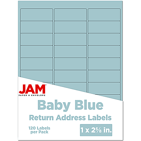JAM Paper® Mailing Address Labels, Rectangle, 2 5/8" x 1", Baby Blue, Pack Of 120