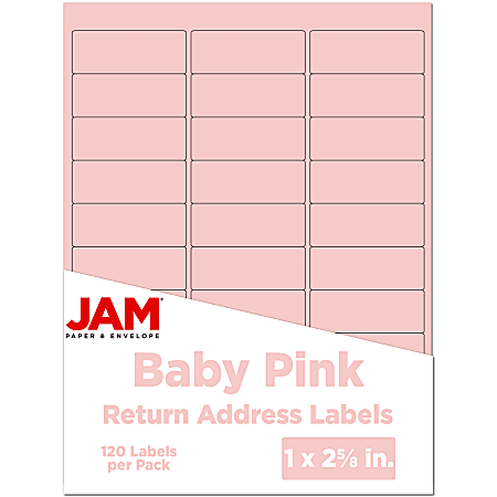 JAM Paper® Mailing Address Labels, 4052895, 2 5/8" x 1", Baby Pink, Pack Of 120