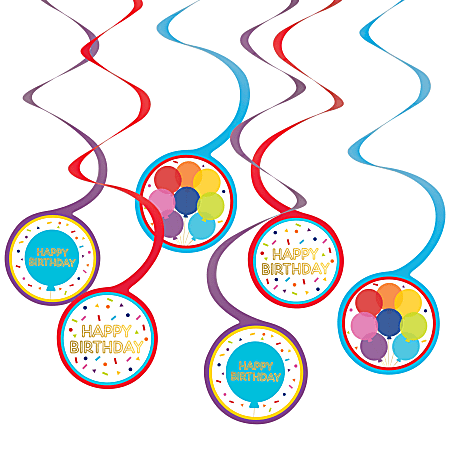 Amscan Celebration Spirals, 5" x 5", Multicolor, Pack Of 9 Spirals