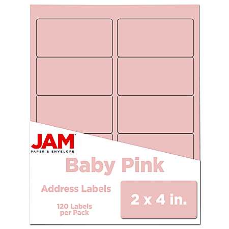 JAM Paper® Mailing Address Labels, Rectangle, 2" x 4", Baby Pink, Pack Of 120