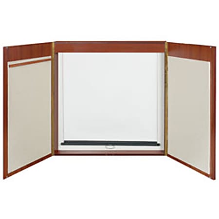 Quartet® Veneer Conference Room Cabinet, 48" x 48", White Board, Oak Frame