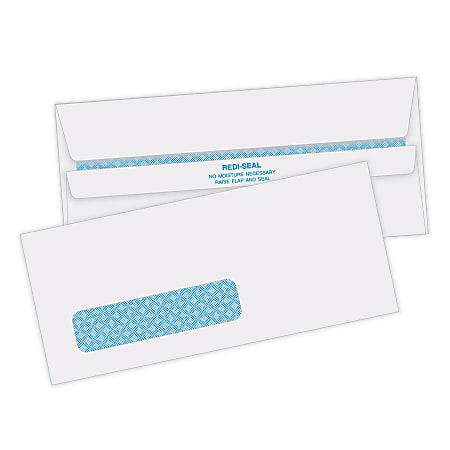 Quality Park® #10 Redi-Seal™ Security Window Envelopes, Bottom Left Window, Self Adhesive, White, Box Of 500