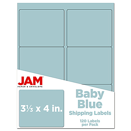 JAM Paper® Mailing Address Labels, Rectangle, 3 1/3" x 4", Baby Blue, Pack Of 120