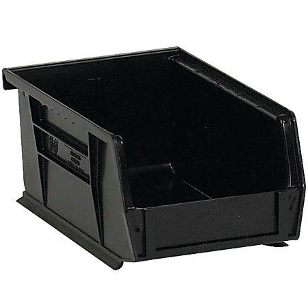 Partners Brand Plastic Stack & Hang Bin Boxes, Small Size, 7 3/8" x 4 1/8" x 3", Black, Pack Of 24