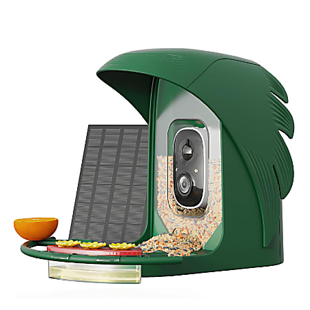 PerchMe™ AI-Recognition Smart Bird Feeder With Camera, 5-1/2”L x 9-11/16”W x 9-1/16”H, Forest Green