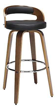 OFM 161 Collection Mid-Century Modern Low-Back Swivel Stool, Walnut/Black