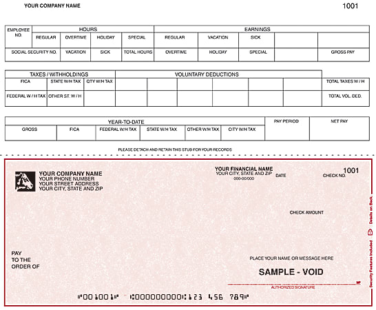 Continuous Payroll Checks For RealWorld®, 9 1/2" x 7", Box Of 250, CP20, Bottom Voucher