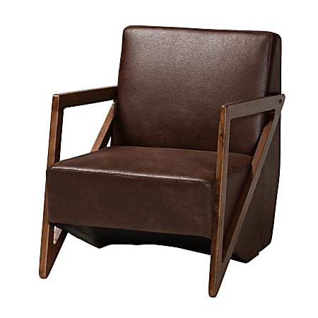 Baxton Studio Christa Accent Chair, Dark Brown/Walnut
