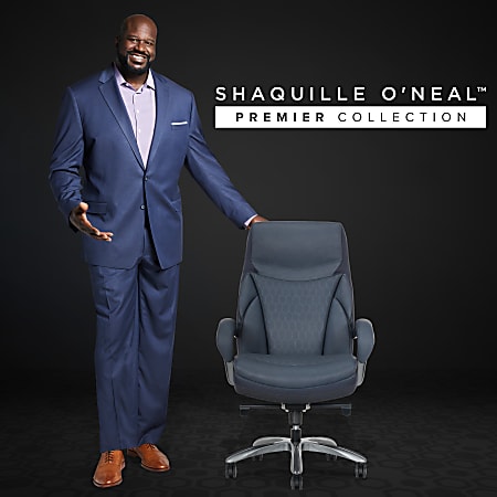 Shaquille ONeal Maximos Big Tall Ergonomic Vegan Leather High Back Executive Office Chair BlueSilver BIFMA Compliant Office Depot