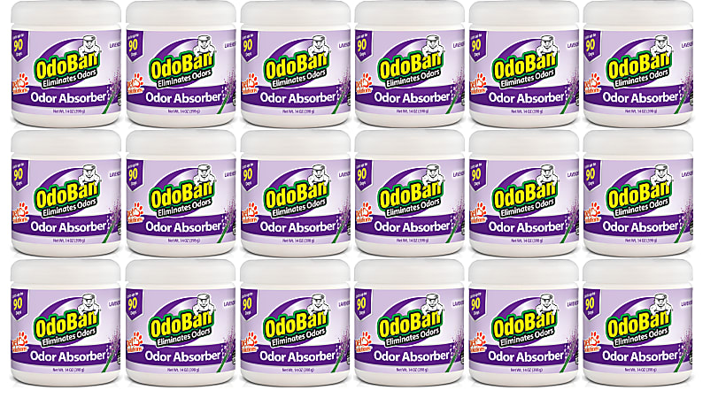 OdoBan Solid Odor Absorbers, Lavender Scent, 14 Oz, Case Of 18 Jars