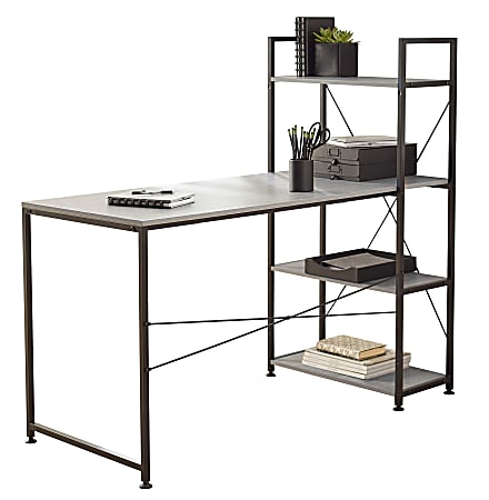 Realspace 56 W Trazer Computer Desk With Storage Shelves Gray - Office Depot