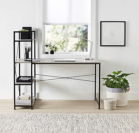 Realspace Trazer 56 W Computer Desk With Storage Shelves Gray
