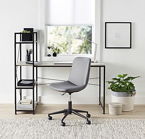 Realspace Trazer 56 W Computer Desk With Storage Shelves Gray
