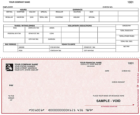 Continuous Payroll Checks For RealWorld®, 9 1/2" x 7", Box Of 250, CP49, Bottom Voucher