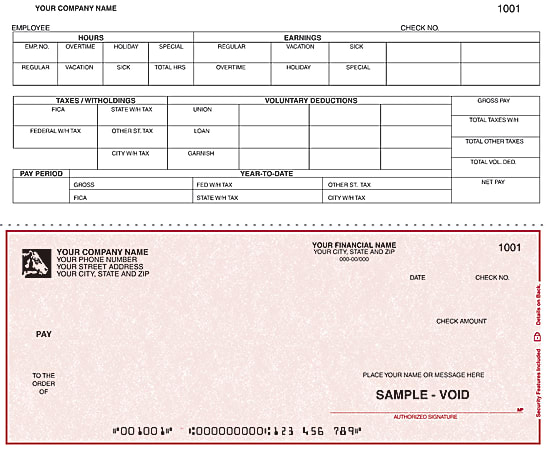 Continuous Payroll Checks For RealWorld®, 9 1/2" x 7", Box Of 250, CP49, Bottom Voucher