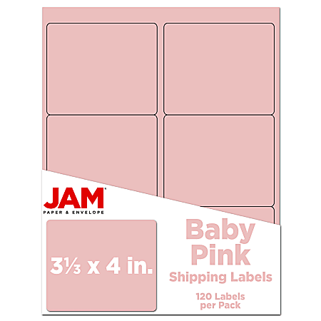 JAM Paper® Mailing Address Labels, Rectangle, 3 1/3" x 4", Baby Pink, Pack Of 120