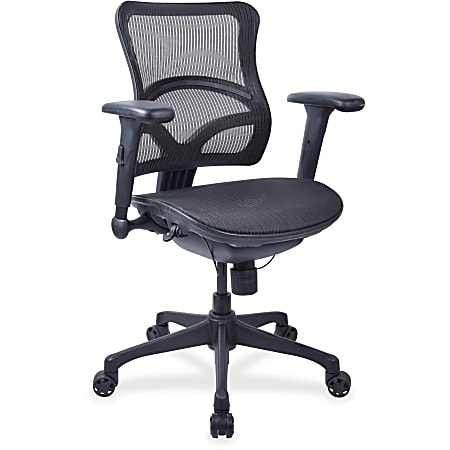 Lorell® Mesh Mid-Back Chair, Black
