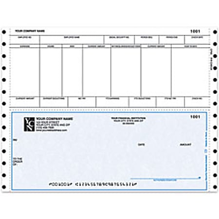 Custom Continuous Payroll Checks For One Write Plus®, 9 1/2" x 7", Box Of 250