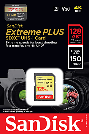 SanDisk Extreme PLUS SDXC UHS I Card 128GB - Office Depot
