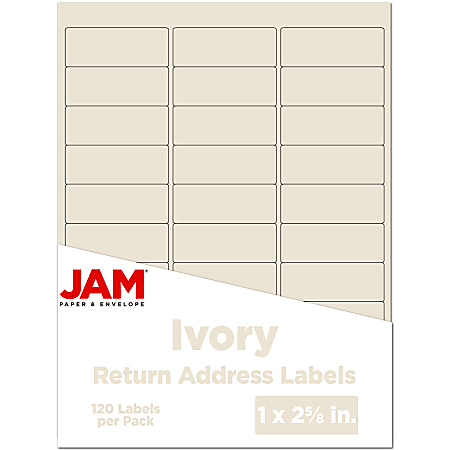 JAM Paper® Mailing Address Labels, Rectangle, 2 5/8" x 1", Ivory, Pack Of 120