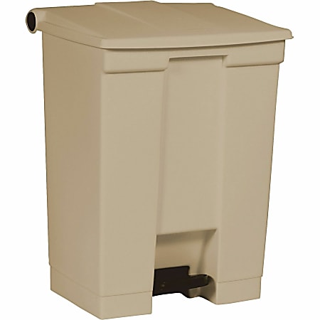Rubbermaid Commercial Mobile Step-On Container - Step-on Opening - Overlapping Lid - 18 gal Capacity - Rectangular - Fire-Safe, Mobility, Puncture Resistant, Heavy Duty, Pedal Control - 26.5" Height x 19.8" Width x 16.1" Depth - Plastic - Beige - 1 Each