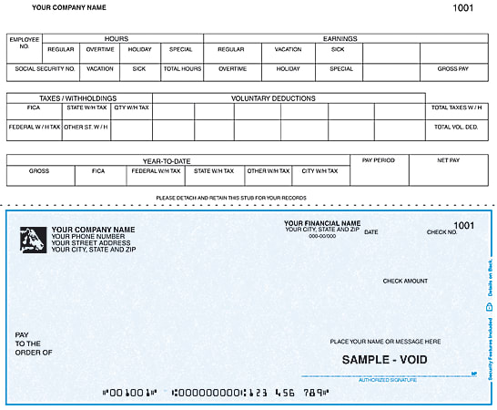 Continuous Payroll Checks For RealWorld®, 9 1/2" x 7", 2-Part, Box Of 250, CP20, Bottom Voucher