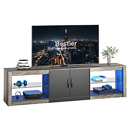 Bestier 70" LED Modern TV Stand For 75" TVs, 18-1/2”H x 70-7/8”W x 13-13/16”D, Gray Wash