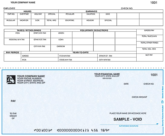 Continuous Payroll Checks For RealWorld®, 9 1/2" x 7", 2-Part, Box Of 250, CP49, Bottom Voucher