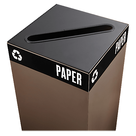 Safco® Public Square® Recycling Receptacle Lid, 2" x 15" Slot, 3/4"H x 15"W x 15"D, Black