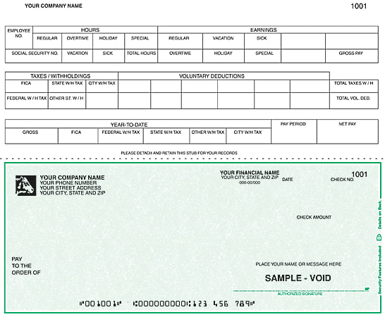 Continuous Payroll Checks For RealWorld®, 9 1/2" x 7", 3-Part, Box Of 250, CP20, Bottom Voucher