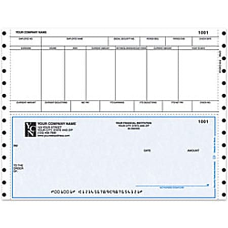 Custom Continuous Payroll Checks For One Write Plus®, 9 1/2" x 7", 3-Part, Box Of 250