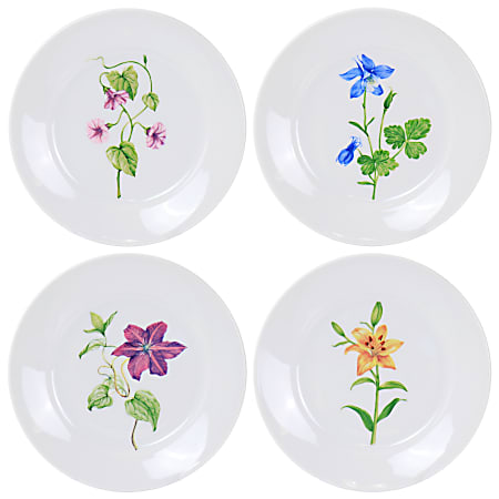 Martha Stewart Botanical Garden 4-Piece Ceramic Dessert Plate Set, 8 ...