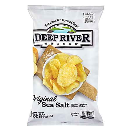 Deep River Snacks Potato Chips, Original Sea Salt Kettle, 2.0 Oz, Case Of 24 Bags
