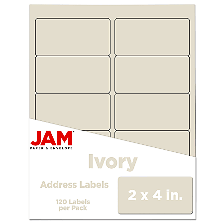 JAM Paper® Mailing Address Labels, Rectangle, 2" x 4", Ivory, Pack Of 120