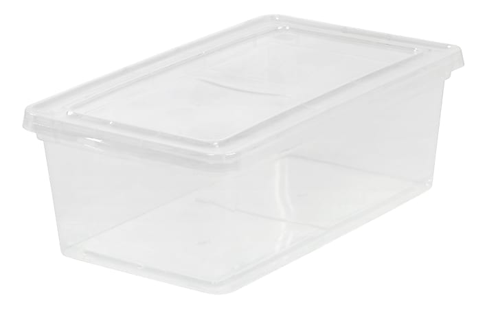Office Depot® Brand Plastic Storage Container With Built-In Handles And Snap Lid, 6.5 Quarts, Clear
