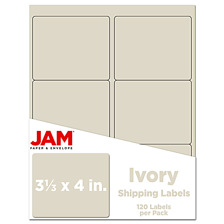 JAM Paper® Mailing Address Labels, Rectangle, 3 1/3" x 4", Ivory, Pack Of 120