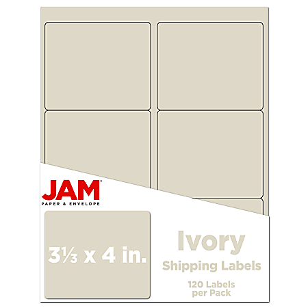JAM Paper® Mailing Address Labels, 3 1/3" x 4", Ivory, Pack Of 120