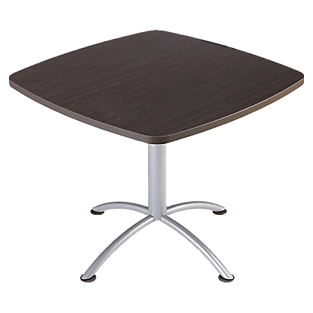 Iceberg iLand Hospitality Table, Square 36"W x 36"D, Brown Wood/Silver Chrome
