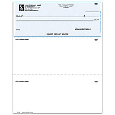 Custom Laser Multipurpose Voucher Checks, Direct Deposit Advice Checks For Quickbooks®, 8 1/2" x 11", 2-Part, Box Of 250