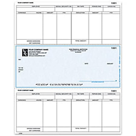Laser Payroll Checks For MAS90 / MAS200 / MAS500®, 8 1/2" x 11", Box Of 250, CP38, Middle Voucher