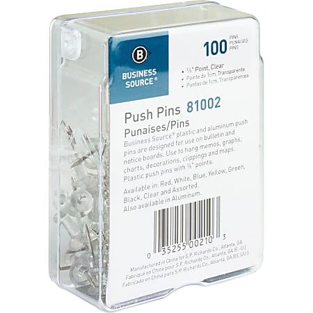 Basics Push Pins Tacks, Assorted Colors, Steel Point, 200-Pack