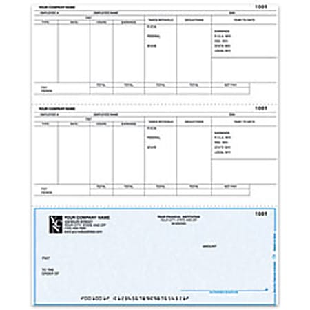 Laser Payroll Checks For RealWorld®, 8 1/2" x 11", Box Of 250, CP84, Bottom Voucher