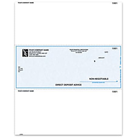 Custom Laser Direct Deposit Advice Checks For Sage Peachtree®, 8 1/2" x 11", Box Of 250