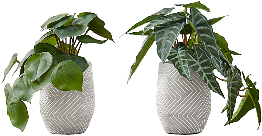 Monarch Specialties Peneloppe 8”H Artificial Plants With Pots, 8”H x 8”W x 7”D, Green, Set Of 2 Plants
